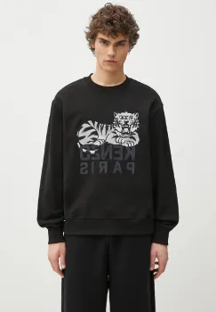 Kenzo hanorac de bumbac barbati, culoarea negru, cu imprimeu, FF55SW2634MF.99J imagine