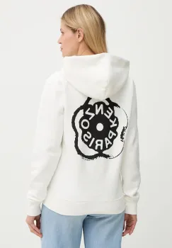 Kenzo hanorac de bumbac culoarea alb, cu gluga, cu imprimeu, FG52HO2064MB imagine