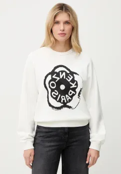 Kenzo hanorac de bumbac culoarea alb, cu imprimeu, FG52SW2054MJ imagine