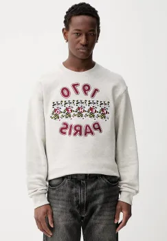 Kenzo hanorac de bumbac culoarea gri, cu imprimeu, FG55SW2064MJ imagine