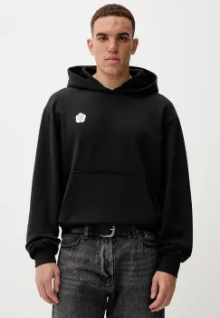Kenzo hanorac de bumbac culoarea negru, cu gluga, cu imprimeu, FF65HO2574MF imagine