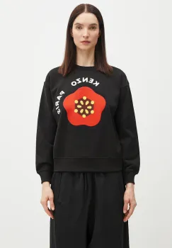 Kenzo hanorac de bumbac femei, culoarea negru, cu imprimeu, FF52SW1894MF.99J imagine