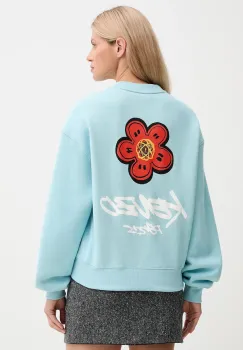 Kenzo hanorac de bumbac Kenzo x Futura culoarea turcoaz, cu imprimeu, FF62SW4504MB imagine