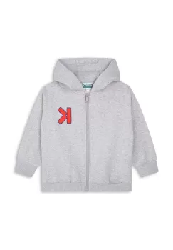 Kenzo Kids bluza copii culoarea gri, cu gluga, cu imprimeu imagine