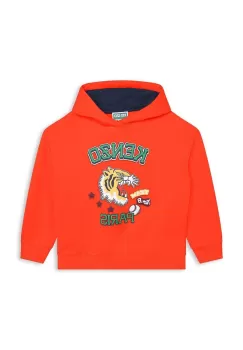 Kenzo Kids bluza copii culoarea portocaliu, cu gluga, cu imprimeu imagine
