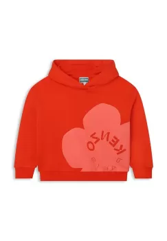 Kenzo Kids bluza copii culoarea portocaliu, cu gluga, cu imprimeu imagine
