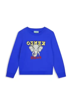 Kenzo Kids hanorac de bumbac pentru copii culoarea albastru marin, cu imprimeu imagine