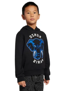 Kenzo Kids hanorac de bumbac pentru copii culoarea negru, cu gluga, cu imprimeu, K61437 imagine