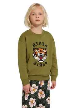 Kenzo Kids hanorac de bumbac pentru copii culoarea verde, cu imprimeu, K61432 imagine