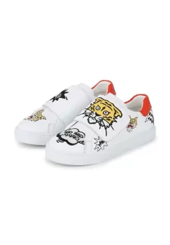 Kenzo Kids tenisi din piele copii culoarea alb imagine
