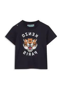 Kenzo Kids tricou de bumbac pentru copii culoarea albastru marin, cu imprimeu, K60971 imagine