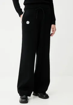 Kenzo pantaloni cu lana culoarea negru, lat, high waist, FF62PA6003LF imagine