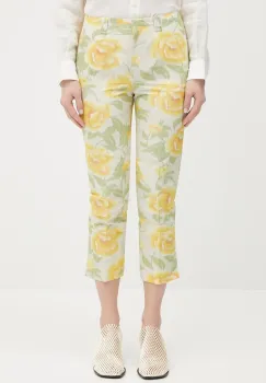 Kenzo pantaloni culoarea galben, drept, high waist, FF52PA0939O1.01 imagine