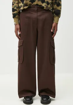 Kenzo pantaloni de bumbac barbati, culoarea maro, cu fason cargo, FF55PA2449GF.90 imagine