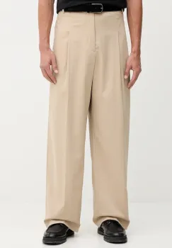 Kenzo pantaloni de lana barbati, culoarea bej, chinos FF65PA3689RZ imagine