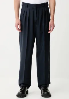 Kenzo pantaloni de lana barbati, culoarea bleumarin, drepti FE65PA2149GE imagine