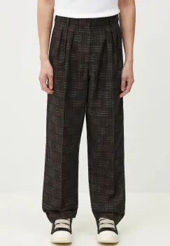 Kenzo pantaloni de lana barbati, culoarea maro, drept, FF55PA2149JT.90 imagine