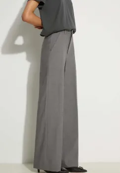 Kenzo pantaloni de lana Cool Wool Wide Pants culoarea gri, lat, high waist, FE62PA0949RB.97 imagine