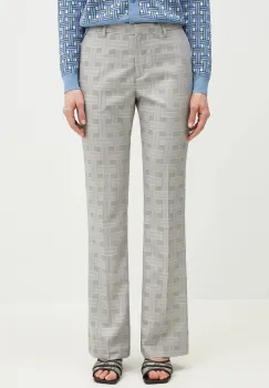 Kenzo pantaloni de lana femei, culoarea gri, evazati, high waist, FF52PA1019JW.93 imagine
