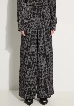 Kenzo pantaloni Weave Pajama Pants femei, culoarea negru, lat, high waist, FE62PA0849R1.99 imagine