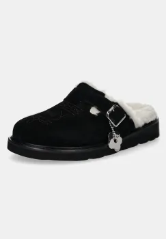 Kenzo papuci din piele Matto Clogs femei, culoarea negru, FE62MU051L58.99 imagine