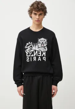 Kenzo pulover de lana Happy Tiger barbati, culoarea negru, FF55PU7273LD.99J imagine