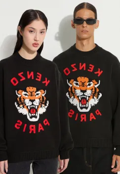 Kenzo pulover de lana Rws Lucky Tiger Jumper culoarea negru, calduros, FE68PU4773LH.99J imagine