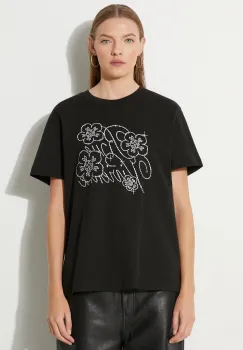 Kenzo tricou din bumbac Constellation Emb femei, culoarea negru, FE62TS1434SG.99J imagine