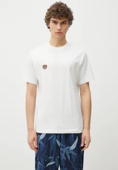 Kenzo tricou din bumbac Happy Tiger barbati, culoarea alb, cu imprimeu, FF55TS5274SG.02 imagine