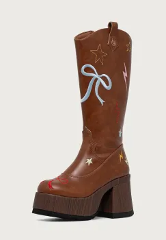 Koi Footwear  cizme cu platforma pentru femei Jettison Chunky Cowboy Boots imagine