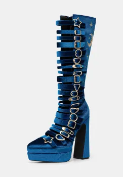 Koi Footwear cizme Cyberspace culoarea bleumarin, cu toc drept, Cyberspace Celestial imagine