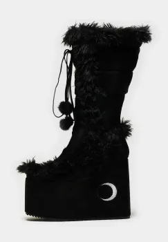 Koi Footwear cizme femei, culoarea negru, cu platforma, izolare usoara, SN01 imagine