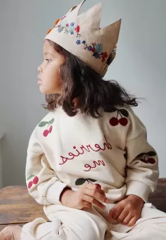 Konges Slojd bluza copii culoarea bej, cu imprimeu imagine