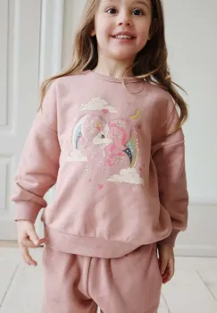Konges Slojd bluza copii LOU GLITTER SWEATSHIRT OCS culoarea roz, cu imprimeu, KS101562 imagine