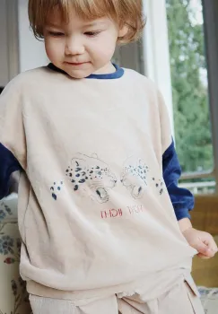 Konges Slojd bluza copii WALLY SWEATSHIRT GOTS culoarea bej, cu imprimeu, KS101733 imagine