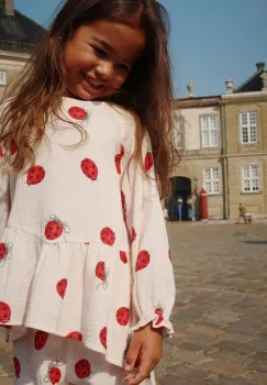 Konges Slojd bluza de bumbac pentru copii COCO LADYBUG BLOUSE GOTS culoarea bej, modelator, KS102212 imagine
