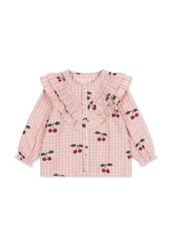 Konges Slojd bluza de bumbac pentru copii KIM FRILL BLOUSE GOTS culoarea roz, modelator, KS101546 imagine