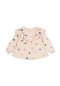 Konges Slojd bluza de bumbac pentru copii MALLI GLITTER BLOUSE GOTS culoarea bej, modelator, KS101593 imagine