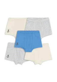 Konges Slojd boxeri copii BASIC 5 PACK BOY BOXERS GOTS 5-pack culoarea bej, KS102641 imagine