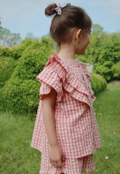 Konges Slojd camasa de bumbac pentru copii KIM FRILL SS SHIRT GOTS culoarea roz, KS102306 imagine