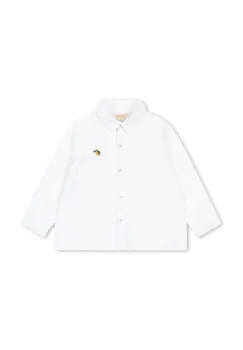 Konges Slojd camasa de bumbac pentru copii RAY SHIRT GOTS culoarea alb, KS104408 imagine