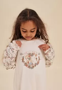 Konges Slojd camasa de noapte din bumbac pentru copii culoarea bej, modelator imagine