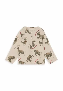Konges Slojd camasa de pijama copii culoarea bej, neted imagine