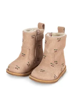 Konges Slojd cizme din piele intoarsa pentru copii PIPPI PULL ON BOOT culoarea portocaliu, KS101280 imagine
