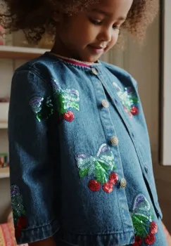 Konges Slojd geaca de bumbac pentru copii MAGOT SEQUIN DENIM JACKET GOTS culoarea bleumarin, KS103890 imagine