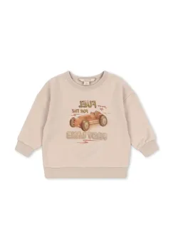 Konges Slojd hanorac de bumbac pentru copii LOU SWEAT SHIRT OCS bej cu imprimeu KS103868 imagine