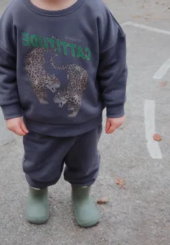 Konges Slojd hanorac de bumbac pentru copii LOU SWEAT SHIRT OCS gri cu imprimeu KS103868 imagine