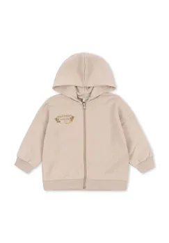 Konges Slojd hanorac de bumbac pentru copii LOU SWEAT ZIP HOOD OCS culoarea gri, cu gluga, melanj, KS103865 imagine