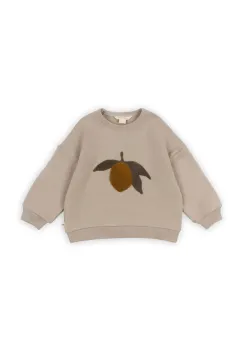 Konges Slojd hanorac de bumbac pentru copii LOU TERRY SWEAT SHIRT OCS culoarea bej, cu imprimeu, KS105642 imagine