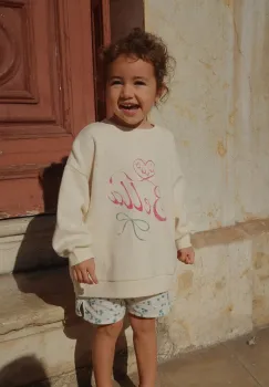 Konges Slojd hanorac de bumbac pentru copii RHW X KS BELLA SWEAT GOTS culoarea bej, cu imprimeu, Rosie Huntington Whiteley KS103593 imagine